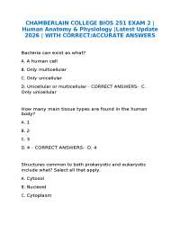 Human Anatomy & Physiology Exam 2: Questions and Answers