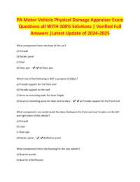 PA Motor Vehicle Physical Damage Appraiser Exam Questions and Answers 2024-2025