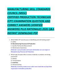 CPT Exam Questions and Answers: Manufacturing Processes