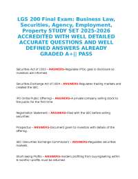 Business Law Exam Study Set: Securities, Agency, Employment, and Property