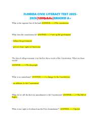 Florida Civic Literacy Test: 120 Q&A for 2025-2026