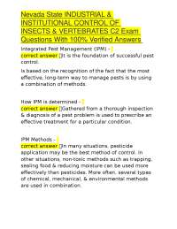 Insect and Vertebrate Control C2 Exam Questions and Answers