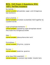 BIOL 1543 Exam 2: Q&A for Biology Students