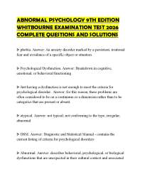 ABNORMAL PSYCHOLOGY 9TH EDITION WHITBOURNE EXAMINATION TEST 2026 COMPLETE QUESTIONS AND SO