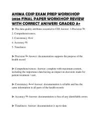AHIMA CDIP EXAM PREP WORKSHOP 2026 FINAL PAPER WORKSHOP REVIEW WITH CORRECT ANSWERS GRADED