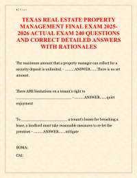 Texas Real Estate Property Management Final Exam 2025–2026 – 240 Actual Exam Questions