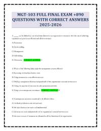 MGT-103 FULL FINAL EXAM +890 QUESTIONS WITH CORRECT ANSWERS 2025-2026