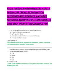 Environmental Health Specialist Exam Q&A (2026): Verified Answers & Rationales