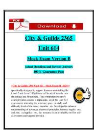 Electrical Installation Mock Exam: Questions and Answers for City & Guilds 2365 Unit 614