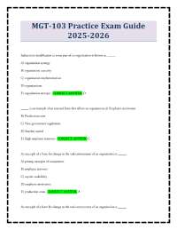 MGT-103 Practice Exam Questions: Organizational Change and External Forces