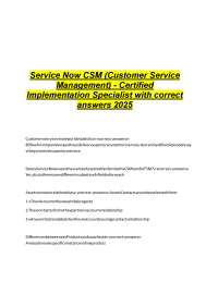 ServiceNow CSM Certified Implementation Specialist Exam Questions and Answers 2025