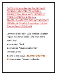 EVITP Certification Practice Test 2025 with Verified Q&A - Electric Vehicle