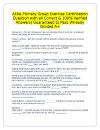 AFAA Primary Group Exercise Certification Questions and Answers