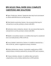 BPH NCLEX FINAL PAPER 2026 COMPLETE QUESTIONS AND SOLUTIONS