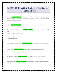 MGT 103 Practice Quiz 1 (Chapters 1- 5) 2025-2026