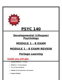 PSYC 140 Developmental Lifespan Psychology – Modules 1–8 Exam Review & Complete Study Note