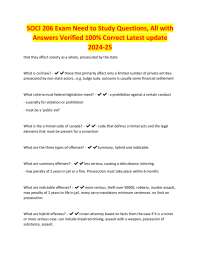 Sociology 206 Exam Study Questions and Answers