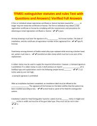 TFM01 extinguisher statutes and rules Test with Questions and Answers| Verified Full Answe