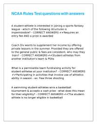 NCAA Rules Test Questions and Answers