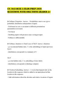 CS 7643 QUIZ 5 EXAM PREP 2026 QUESTIONS WITH SOLUTIONS GRADED A+