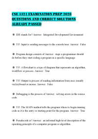 CSE 1321 EXAMINATION PREP 2026 QUESTIONS AND CORRECT SOLUTIONS ALREADY PASSED