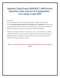 Statistics Final Exam Practice Questions with Answers