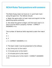 NCAA Rules Test Questions with Answers