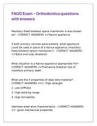 Orthodontics Exam Questions and Answers