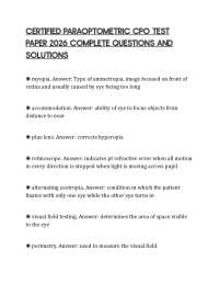 CERTIFIED PARAOPTOMETRIC CPO TEST PAPER 2026 COMPLETE QUESTIONS AND SOLUTIONS