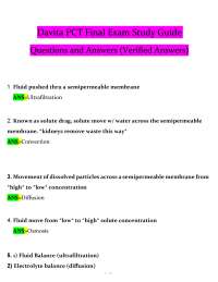 Davita PCT Final Exam Study Guide: Questions and Answers