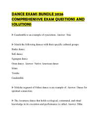 DANCE EXAMS BUNDLE 2026 COMPREHENSIVE EXAM QUESTIONS AND SOLUTIONS