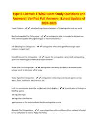 Fire Extinguisher Exam Study Questions and Answers 2024-2025