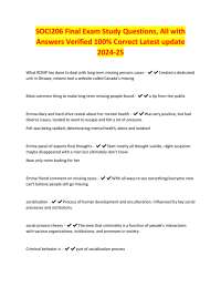 Sociology Final Exam Study Questions and Answers