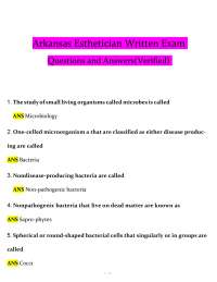 Arkansas Esthetician Written Exam (2026) – Verified Q&A | Graded A+ PDF