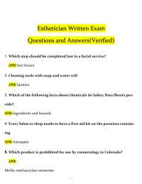 Esthetician Exam Questions and Answers: Comprehensive Study Guide