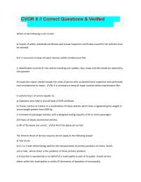 CVOR Exam Questions and Answers 2026