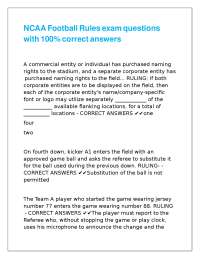 NCAA Football Rules Exam Questions and Answers
