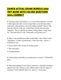 DANCE ACTUAL EXAMS BUNDLE 2026 TEST BANK WITH SOLVED QUESTIONS 100% CORRECT