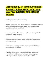 MICROBIOLOGY AN INTRODUCTION 12TH EDITION TORTORA EXAM STUDY GUIDE 2026 FULL QUESTIONS AND