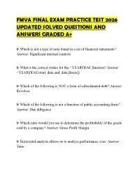 FMVA FINAL EXAM PRACTICE TEST 2026 UPDATED SOLVED QUESTIONS AND ANSWERS GRADED A+