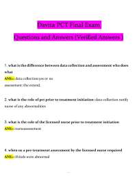 Davita PCT Final Exam: Questions and Answers