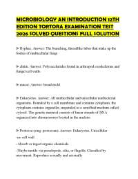 MICROBIOLOGY AN INTRODUCTION 12TH EDITION TORTORA EXAMINATION TEST 2026 SOLVED QUESTIONS F