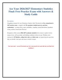 Elementary Statistics Practice Exam 2026/2027: Questions and Answers