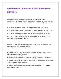 Dental Anesthesia Exam Questions and Answers