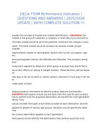 DECA TTDM Performance Indicators Q&A: Complete Solutions for 2025/2026