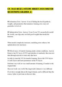 CS 7643 QUIZ 3 STUDY SHEET 2026 SOLVED QUESTIONS GRADED A+