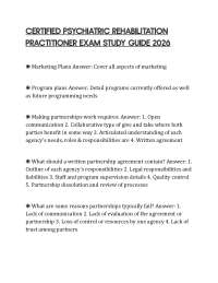 CERTIFIED PSYCHIATRIC REHABILITATION PRACTITIONER EXAM STUDY GUIDE 2026
