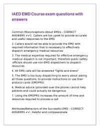 Emergency Medical Dispatch (EMD) Exam Questions and Answers