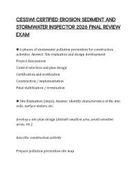 CESSWI CERTIFIED EROSION SEDIMENT AND STORMWATER INSPECTOR 2026 FINAL REVIEW EXAM