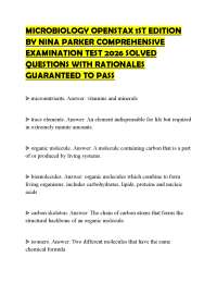MICROBIOLOGY OPENSTAX 1ST EDITION BY NINA PARKER COMPREHENSIVE EXAMINATION TEST 2026 SOLVE